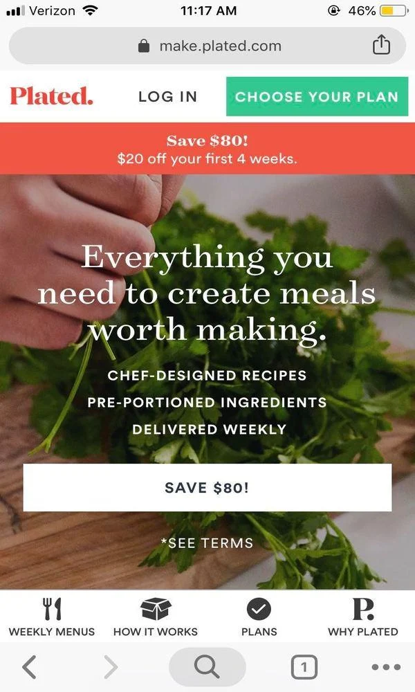 landing page design by
plated
