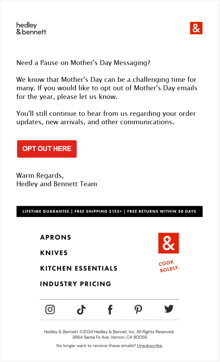opt-out email sample