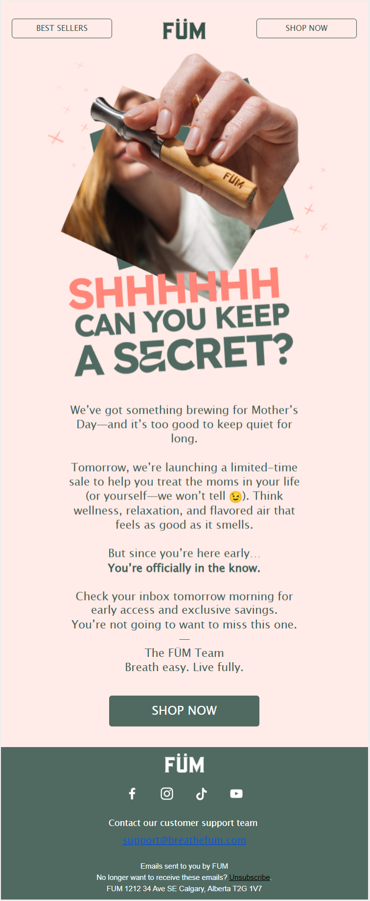 tease, don’t tell email sample