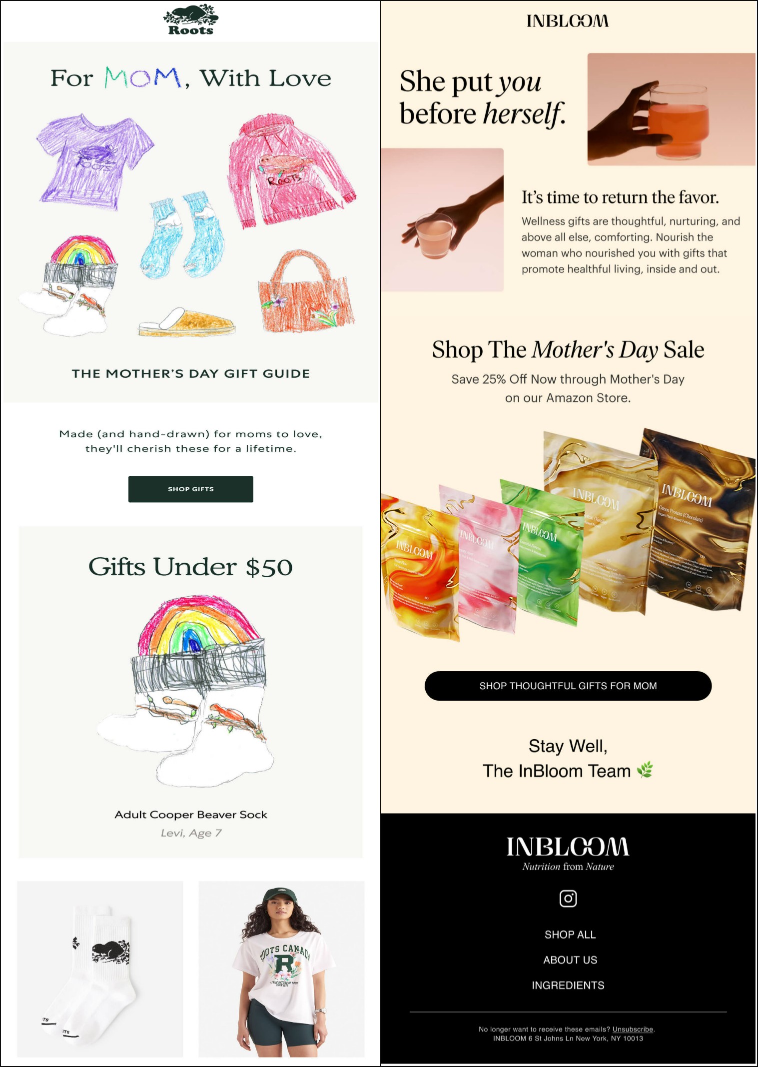 Mother’s Day gift-guide email samples
