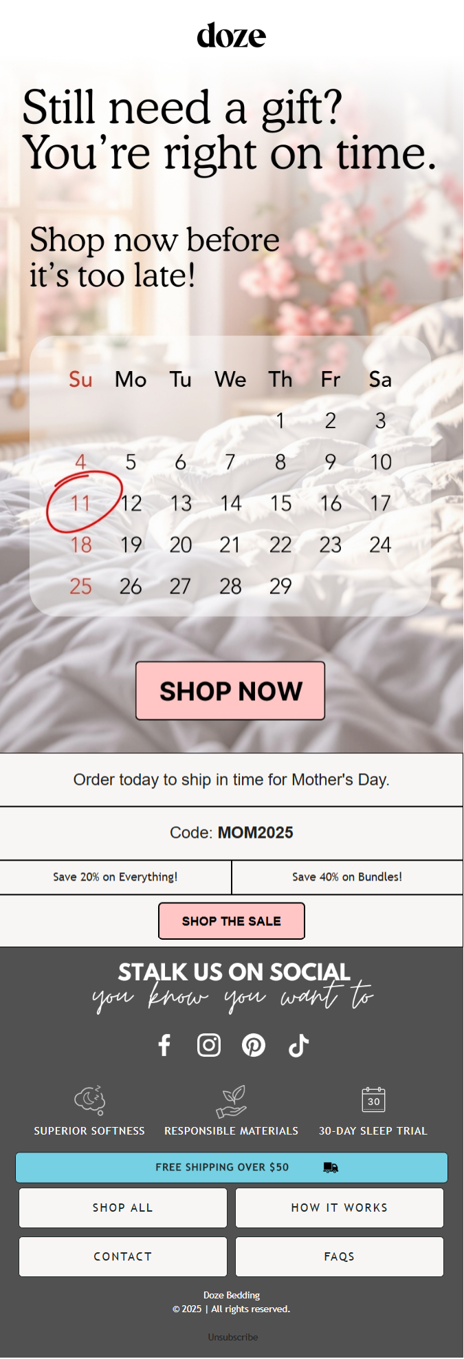 Doze’s Mother’s Day email template