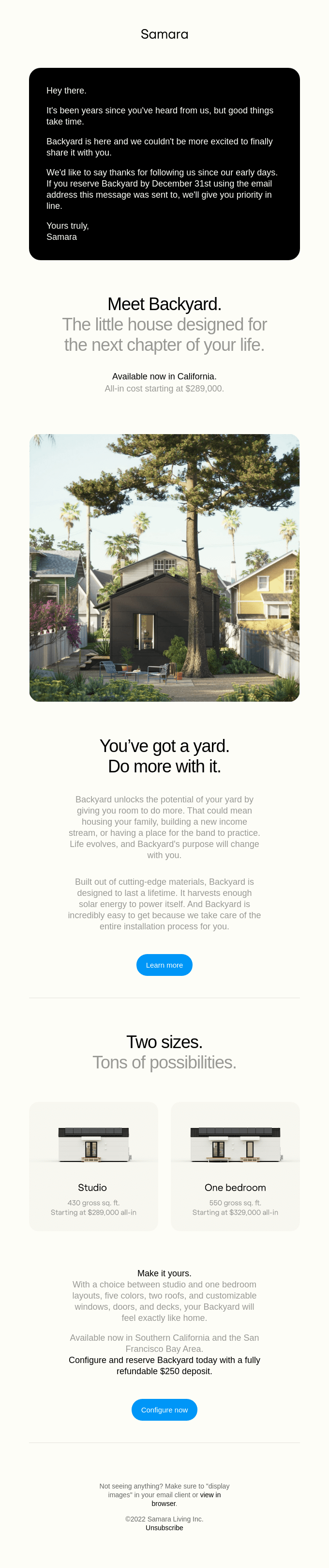 Samara email template sample