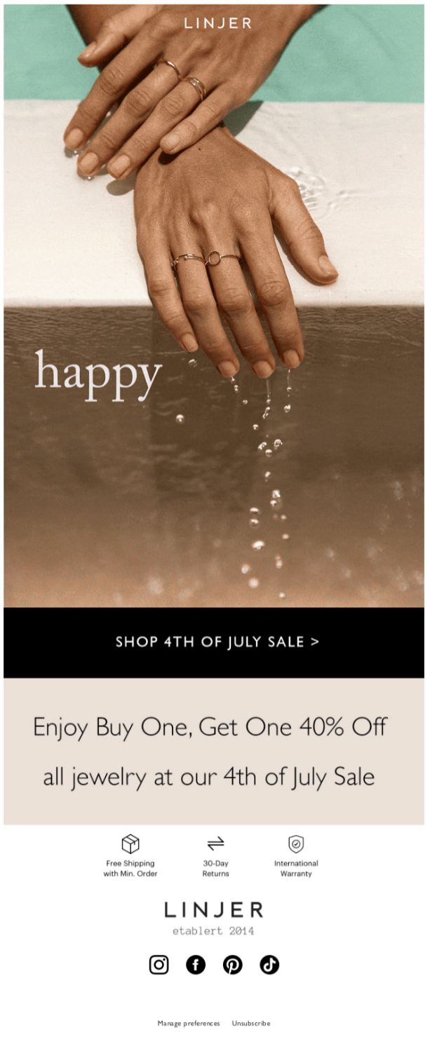Linjer 4th july email template