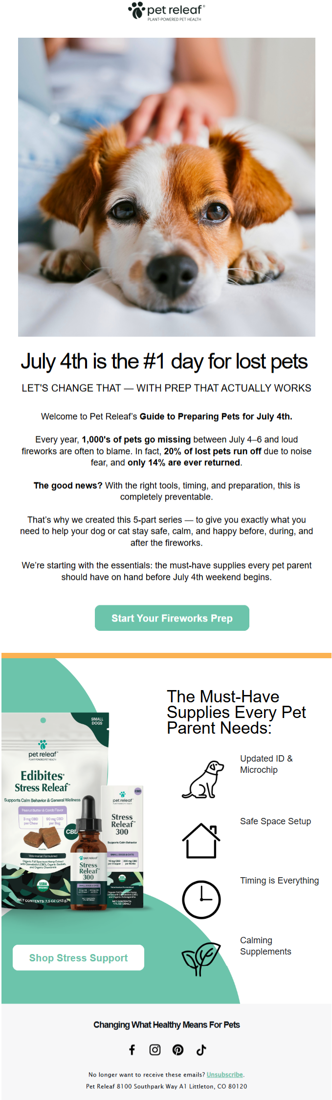 Pet Releaf 4th july email template