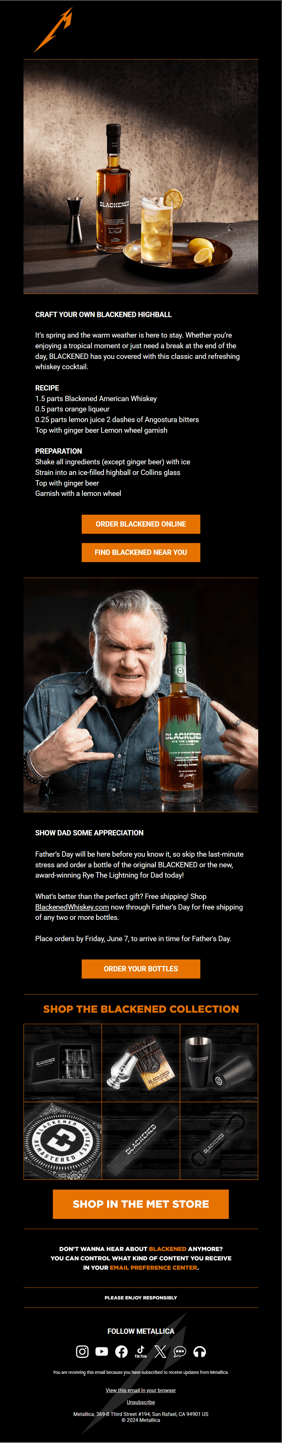 Metallica’s Father’s Day email template
