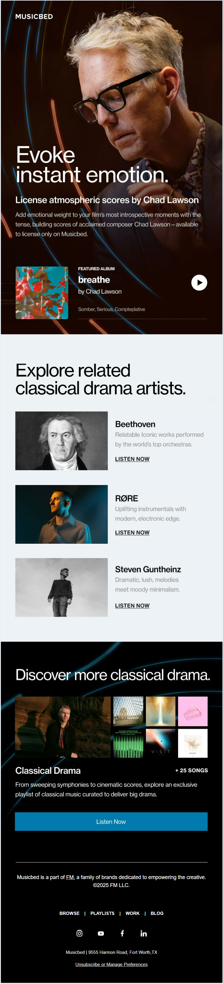 Musicbed plain text and html mix email sample