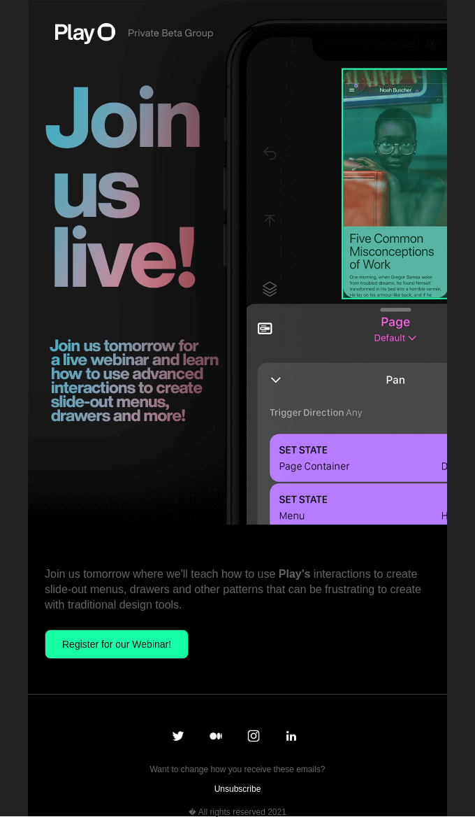 Play app webinar invitation email