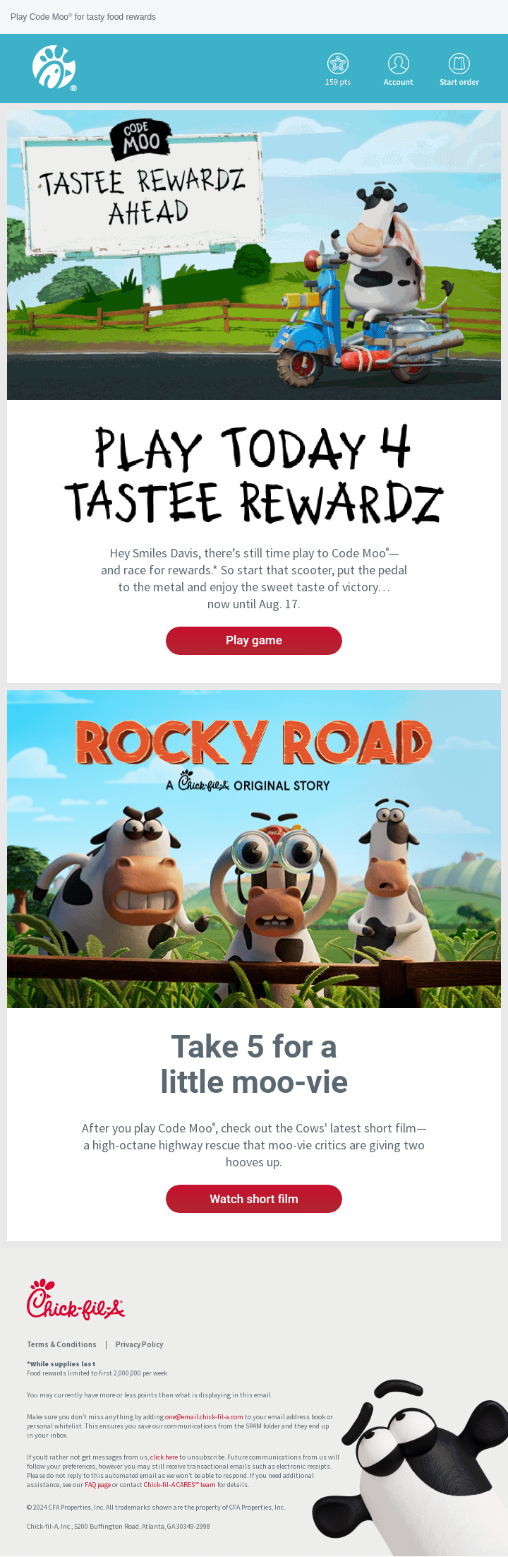 Chick-file-A loyalty email