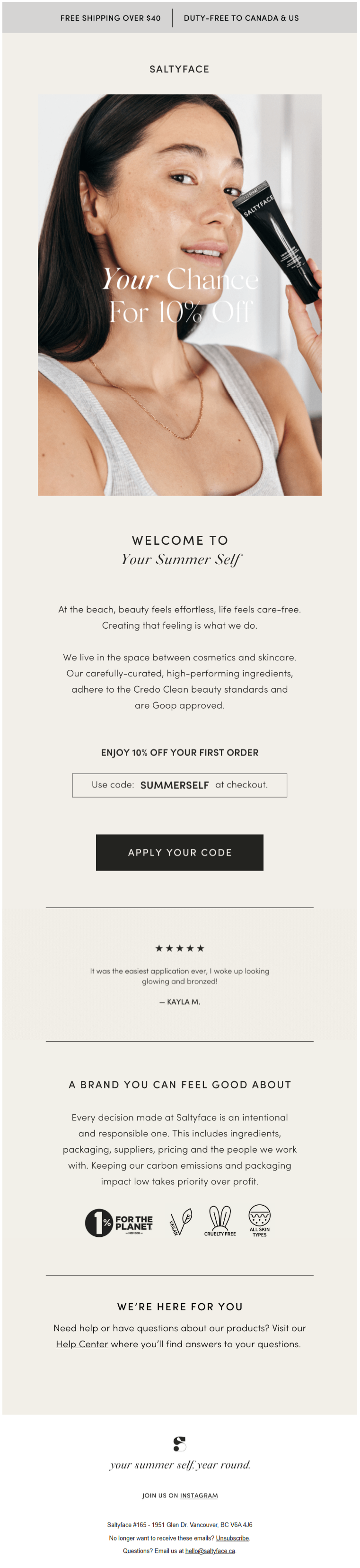 minimally-designed email from Saltyface