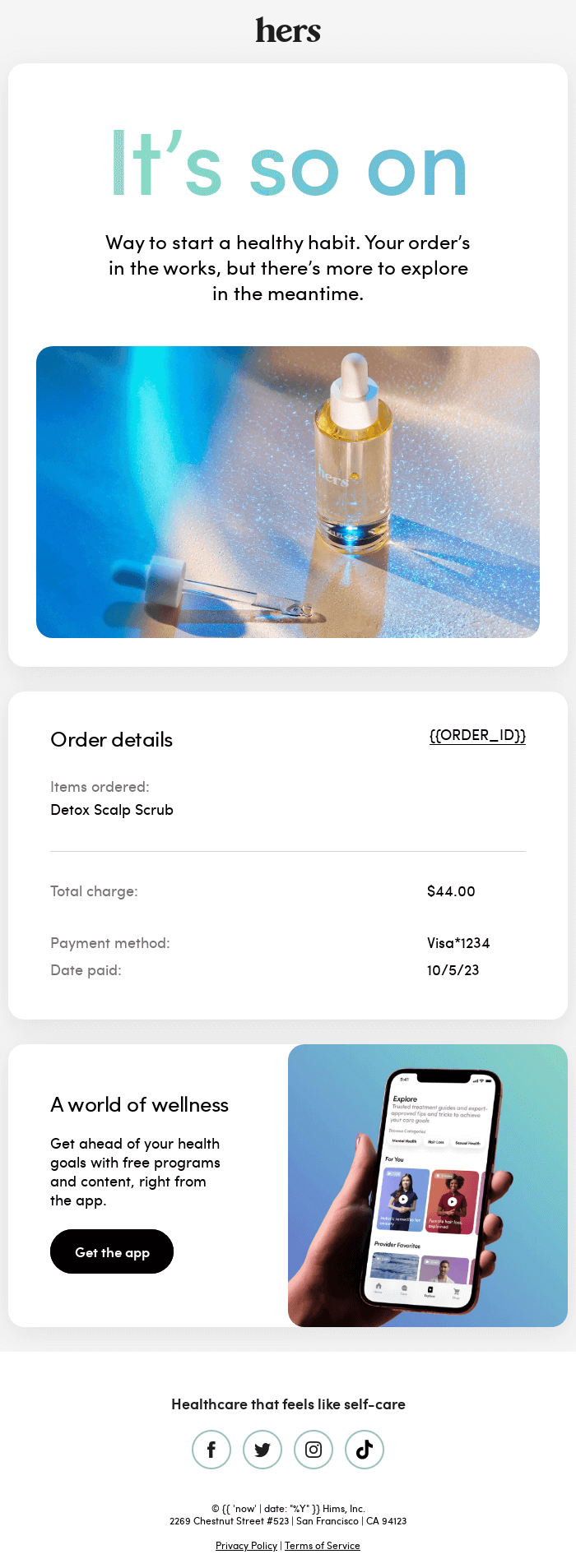 order confirmation emai