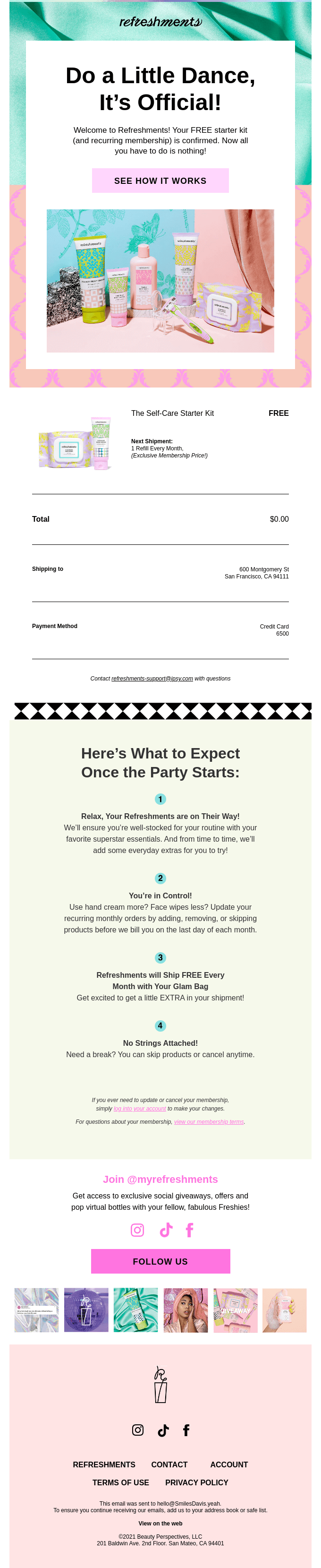 Ipsy transactional email template