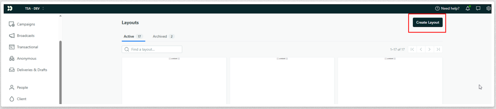 creating email layout option