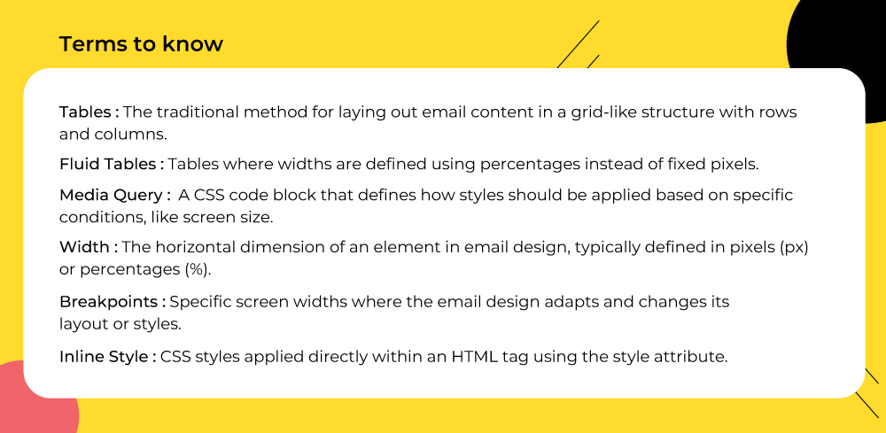Terms to know before creating html email