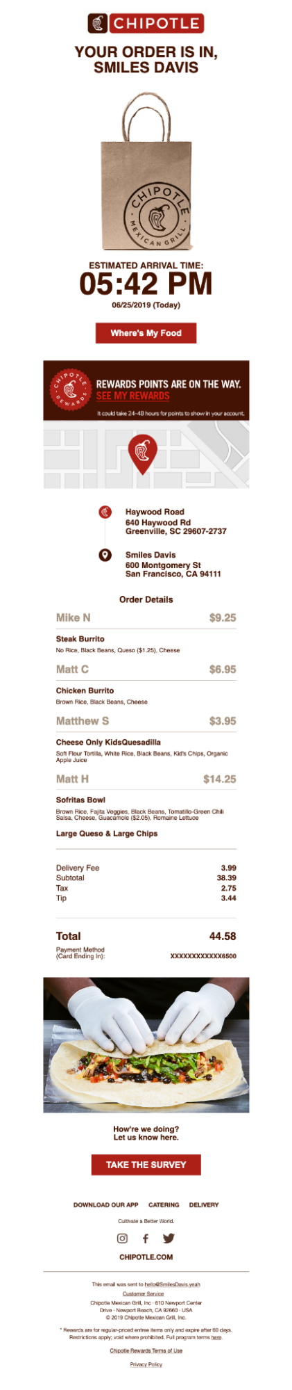 e-receipt by Chipotle