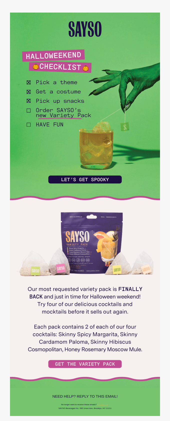 SAYSO halloween email template