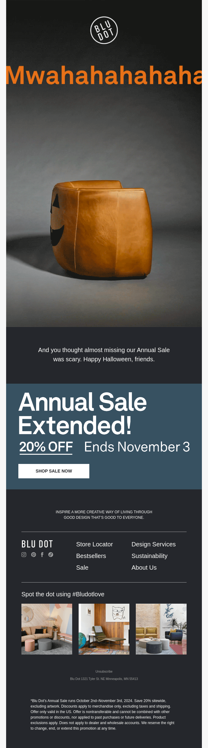 Blu Dot halloween email template
