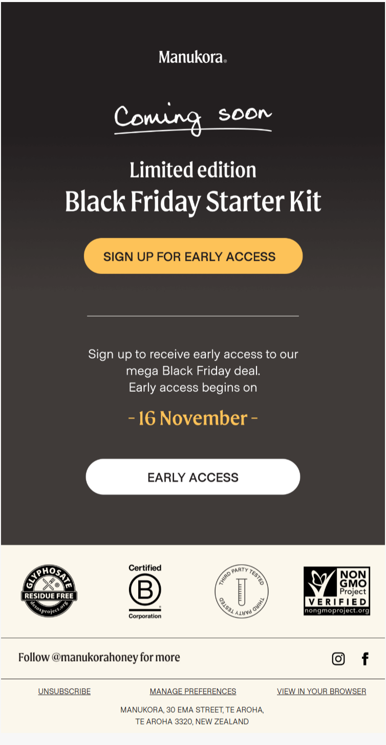 Black Friday Teaser Email by manukora
