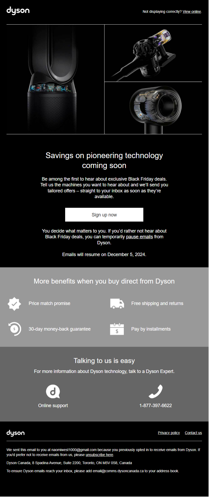 Black Friday Teaser Email by Dyson