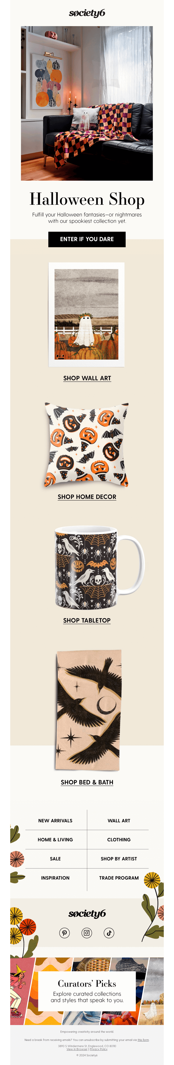 Society6 email template