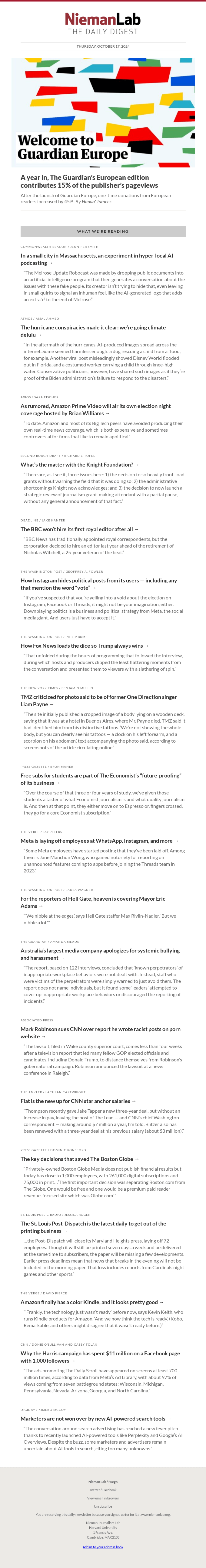 email digest template by Nieman Lab