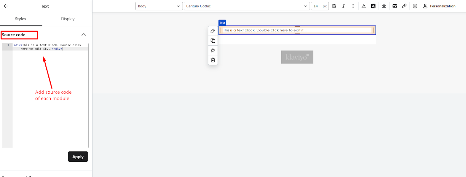 source editor klaviyo