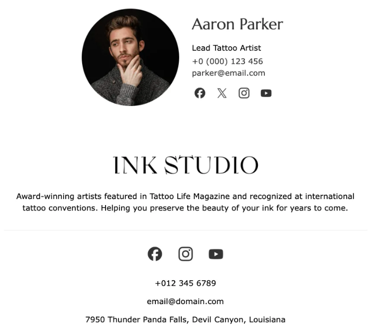 Social proof in email signature banner 