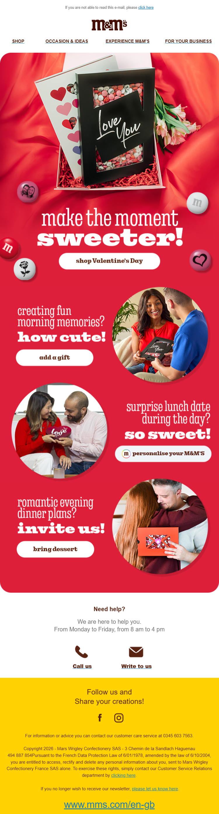 email template by M&M’s